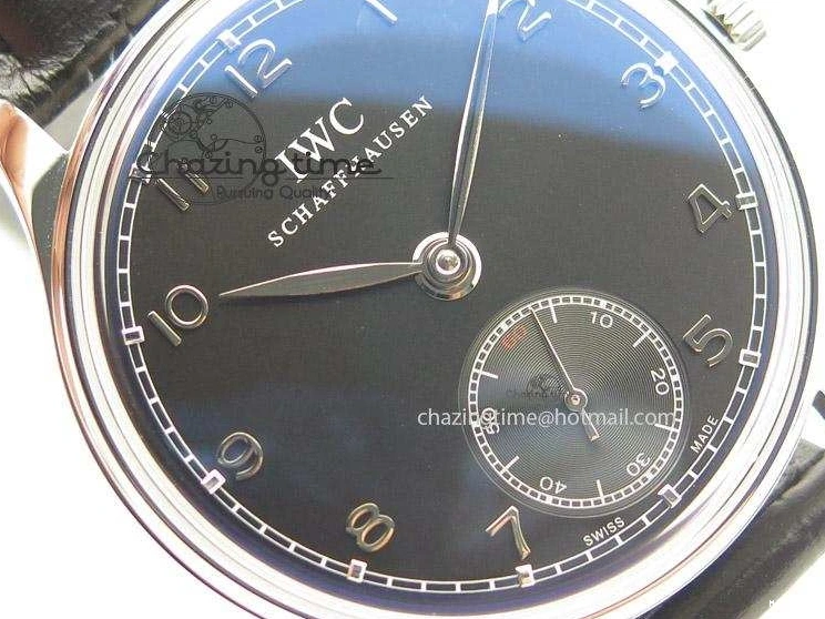 MIROTIME 0121 Portuguese IW545407 Black Dial ZF 1:1 Best Edition On Dark Blue Leather Strap DailyWear 7337